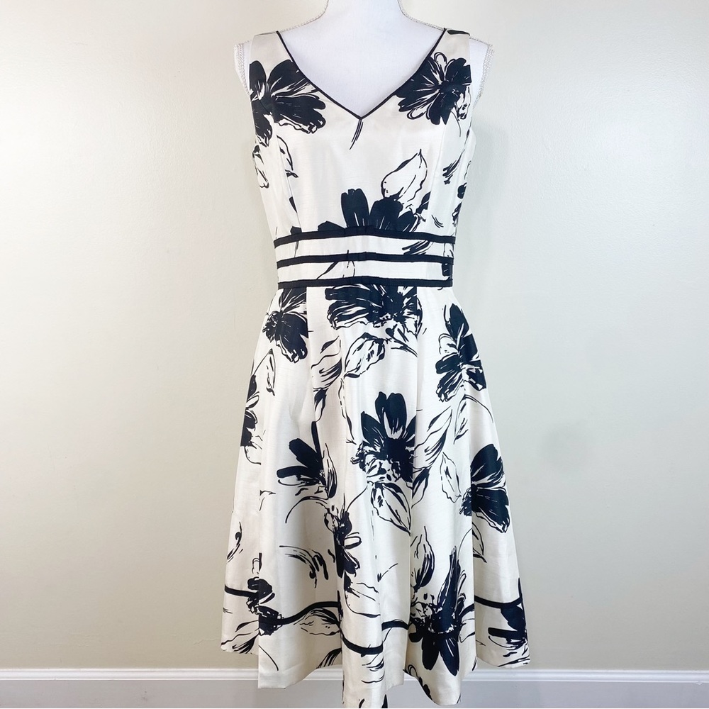 Vintage Jessica Howard Black & White Floral A-line Dress
